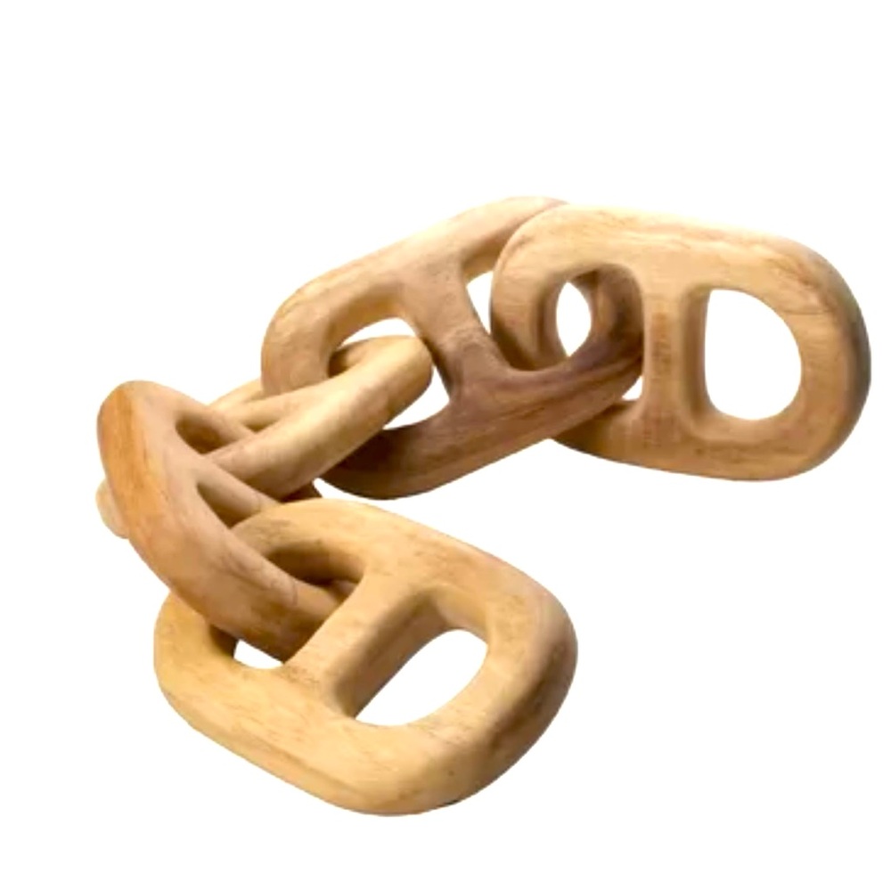 Joss & Main Isle Hand-Carved Oversized Chain 5 Link Solid Wood Sculpture